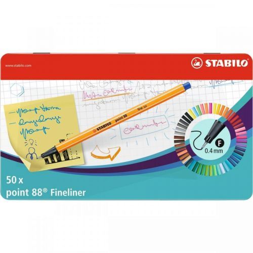 Stabilo point 88 50 ks metal box