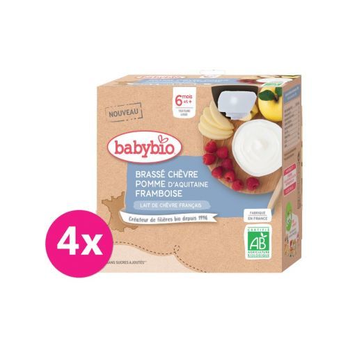 4 x BABYBIO Desiata z kozieho mlieka s jablkom a malinami 85 g