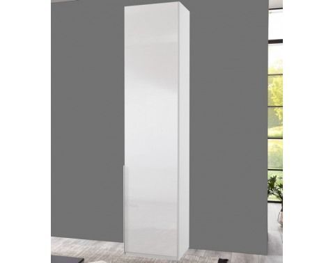Šatníková skriňa New York D, 45 cm, biela / biely lesk
