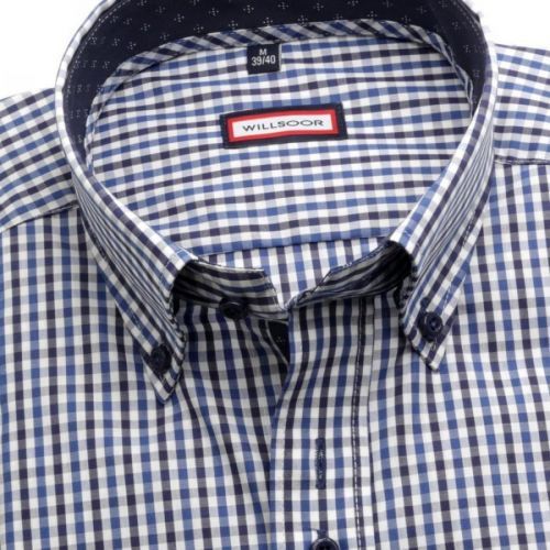 Pánska košele Slim Fit v modré farbe s kockou (výška 176-182) 5487
