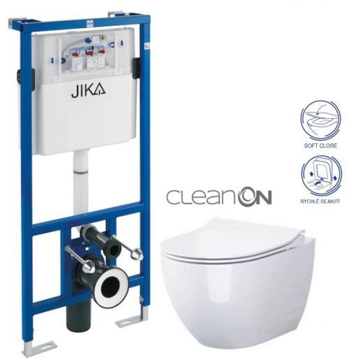 JIKA - předstěnový instalační systém bez tlačítka + WC OPOCZNO CLEANON URBAN HARMONY + SEDÁTKO (H895652 X HA1)