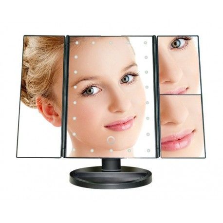 15473 Zväčšujúce LED zrkadlo s podsvietením 4v1 - 22 LED - čierne