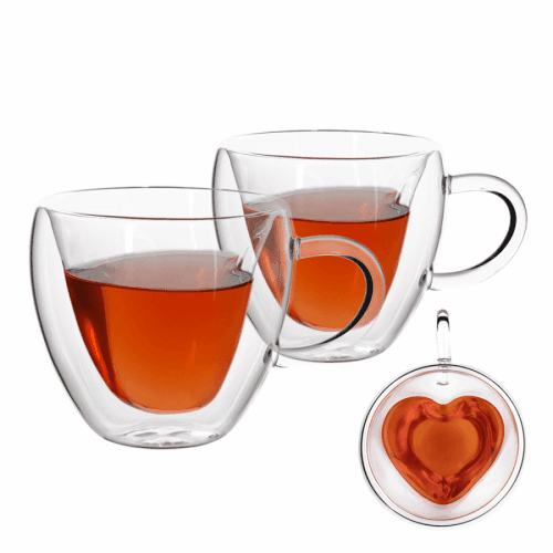 Termo sklenice šálek Heart, 2ks, ve tvaru srdce, 250ml, HOTCOOL TYP 3