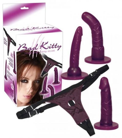 Bad Kitty Strap on Set - pripínacie dildo (4 dielna súprava)