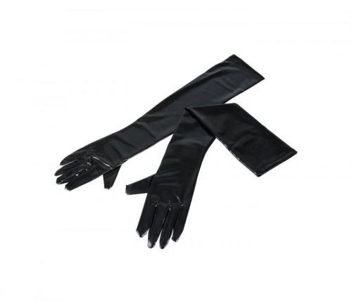 Dlhé, lesklé rukavice - čierne