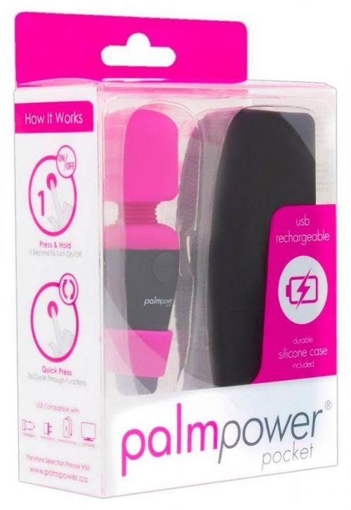 PalmPower Pocket Wand – nabíjací masážny vibrátor (ružový-čierny)