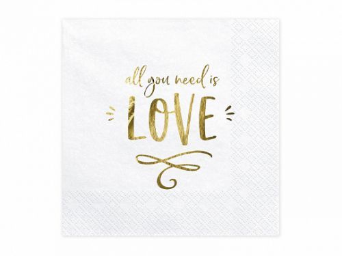 PartyDeco Servítky - All you need is love 33 x 33 cm