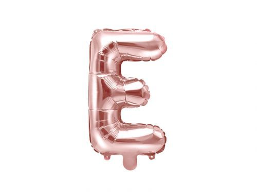 PartyDeco Fóliový balón Mini - Písmeno E 35 cm ružovo-zlatý