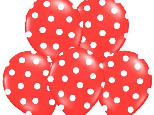 PartyDeco Bodkovaný balónik červený