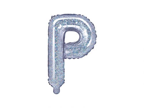 PartyDeco Fóliový balón Mini - Písmeno P 35 cm holografický