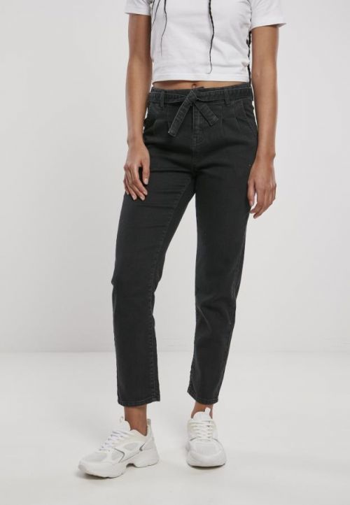 Ladies High Waist Knitted Denim Chino black - 26