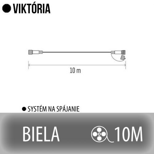 VIKTÓRIA predlžovací kábel pre spojovateľné reťaze - 10m - biely