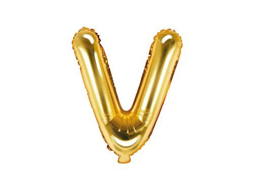 PartyDeco Fóliový balón Mini - Písmeno V 35cm zlatý