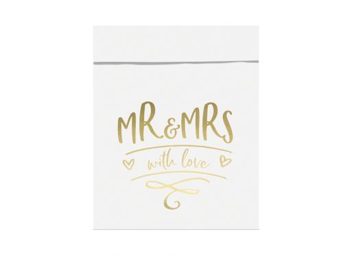 PartyDeco Papierové vrecúška - Mr & Mrs 6 ks