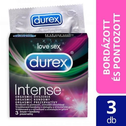 Durex Intense Orgasmic - vrúbkované a bodkované kondómy (3ks)