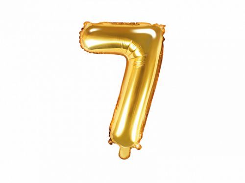 PartyDeco Fóliový balón Mini - Číslo 7 zlatý 35cm