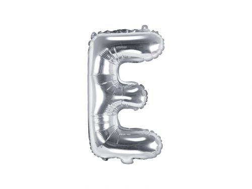 PartyDeco Fóliový balón Mini - Písmeno E 35cm strieborný