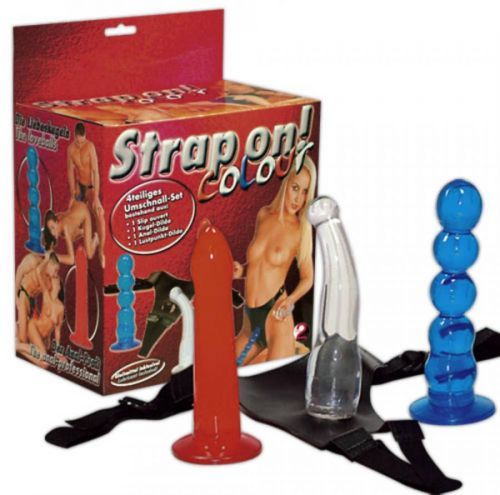 You2Toys Strap on Colour - pripínacie dildo (4 dielna súprava)