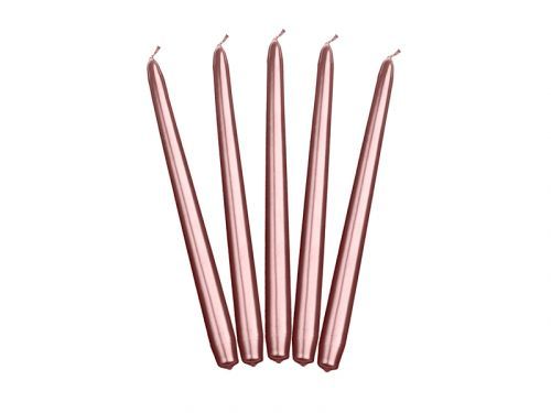 PartyDeco Kónická sviečka - ružovo-zlatá metalická 24 cm