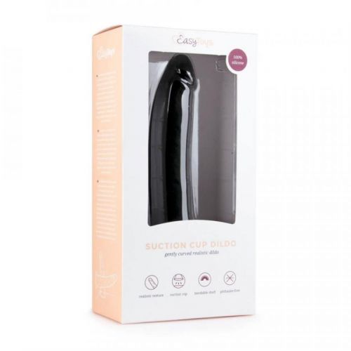 Easytoys – 100%-né silikónové dildo s prísavkou (21cm) – čierne
