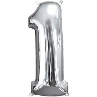 Amscan Fóliový balón narodeninové číslo 1 strieborný 66cm