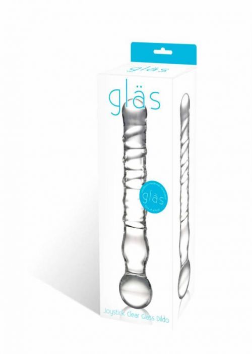 GLASTOY Joystick Clear Class Dildo  – klasické dvojité sklenené análne dildo (priehľadné)