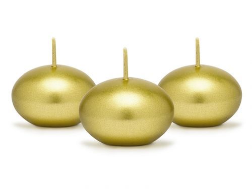PartyDeco Plávajúce sviečky metalické zlaté 1 ks
