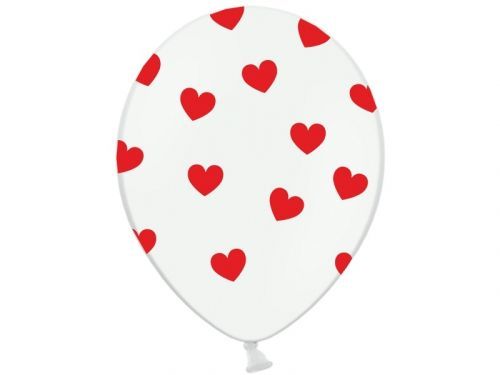 PartyDeco Balónik latexový s červenými srdiečkami