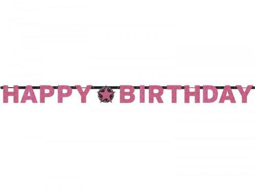 Amscan Banner Happy Birthday - Trblietavá ružová