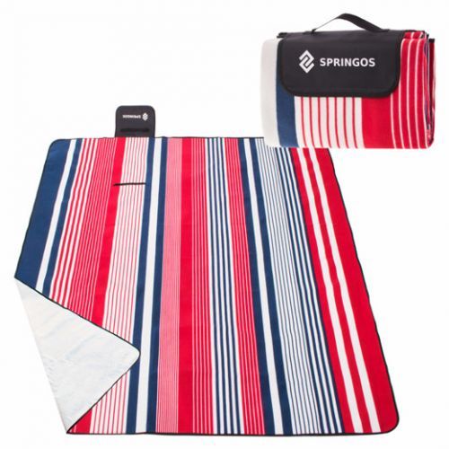 SPRINGOS Pikniková deka 200x160 pruhy - červeno-modré