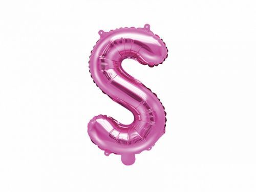 PartyDeco Fóliový balón Mini - Písmeno S 35 cm ružový