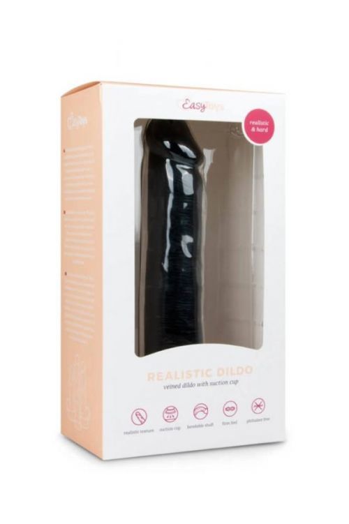 Easytoys – realistické dildo s prísavkou (20,5cm) – čierne