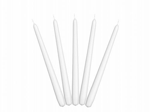 PartyDeco Kónická sviečka biela - matná 24 cm