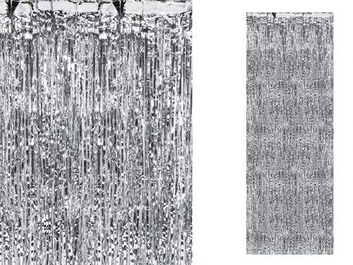PartyDeco Party záves strieborný 90 x 250 cm