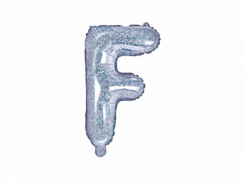 PartyDeco Fóliový balón Mini - Písmeno F 35 cm holografický