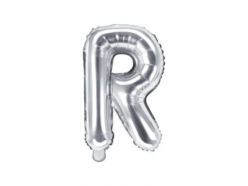 PartyDeco Fóliový balón Mini - Písmeno R 35cm strieborný