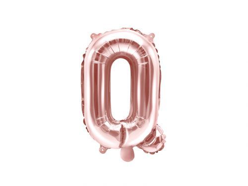 PartyDeco Fóliový balón Mini - Písmeno Q 35 cm ružovo-zlatý