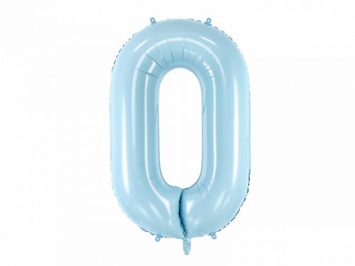 PartyDeco Fóliový balón narodeninové číslo 0 svetlomodrý