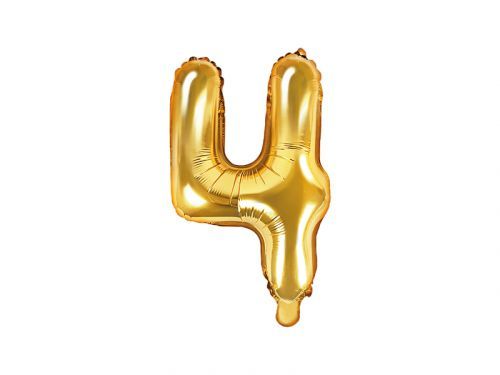 PartyDeco Fóliový balón Mini - Číslo 4 zlatý 35cm