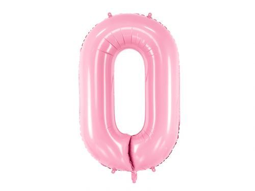 PartyDeco Fóliový balón narodeninové číslo 0 ružový 86cm