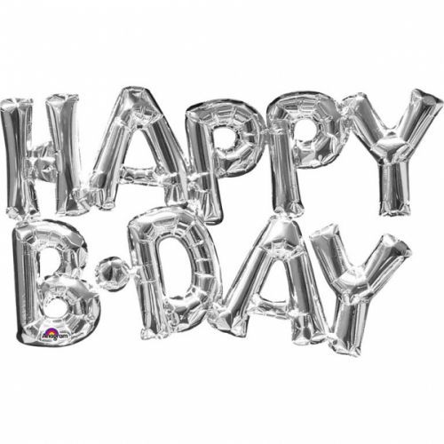 Amscan Fóliový balón HAPPY B-DAY strieborný