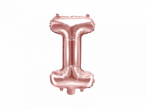 PartyDeco Fóliový balón Mini - Písmeno I 35 cm ružovo-zlatý