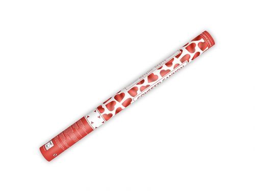 PartyDeco Vystreľovacie konfety svadobné - srdiečka červené 60 cm