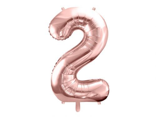 PartyDeco Fóliový balón narodeninové číslo 2 ružovo-zlatý