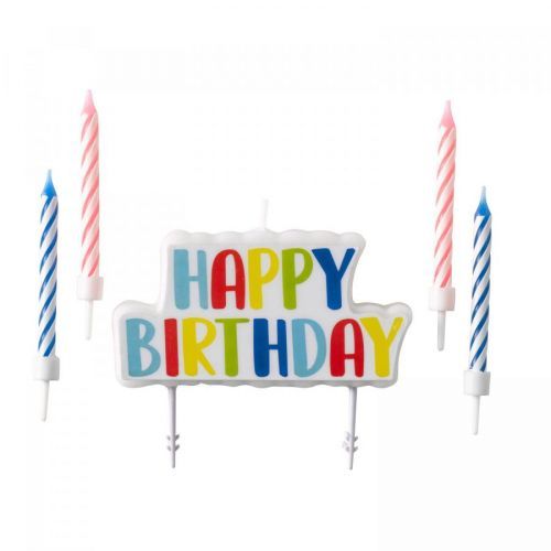 Amscan Set sviečok na tortu Happy Birthday 5 ks