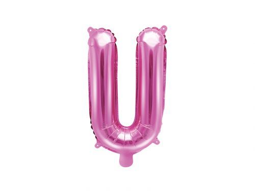 PartyDeco Fóliový balón Mini - Písmeno U 35 cm ružový