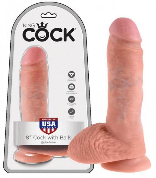 King Cock 8 dildo so semenníkmy (20 cm) - telová farba