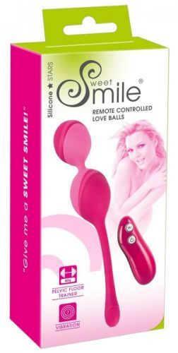 SMILE Love Balls – 82g-ové, nabíjacie vibračné vajíčko na diaľkové ovládanie (ružové)