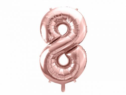 PartyDeco Fóliový balón narodeninové číslo 8 ružovo-zlatý