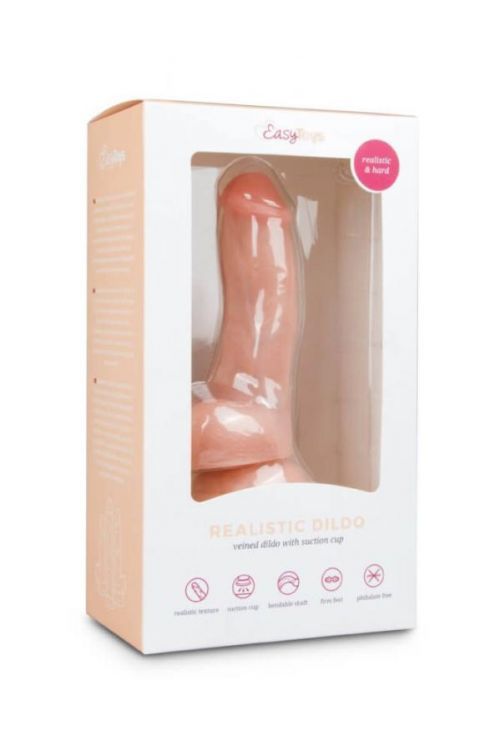 Easytoys - dildo s prísavkou a semenníkmi (15cm) - telová farba